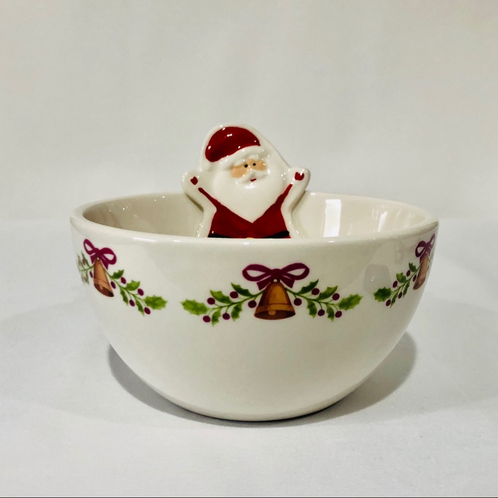 Ceramic Santa Serving Bowl Candy Bowl